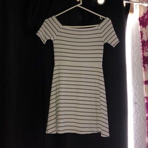 Short off white and black striped dress
